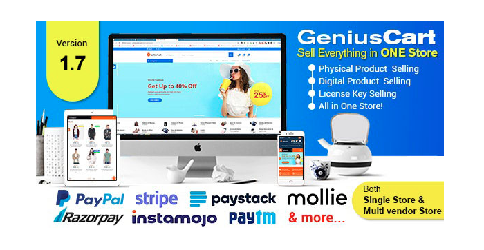 GeniusCart-Single-or-Multivendor-Ecommerce System with Physical-and-Digital-Product-Marketplace